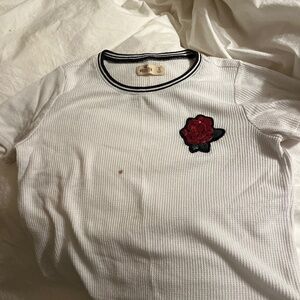 White T-Shirt with Rose